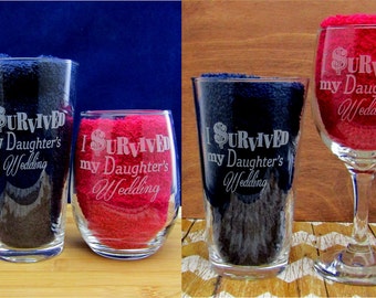 Parents Wedding Gift, I Survived My Daughter's Wedding Set of 2, Son's Wedding, Mother of the & Father the of Bride or Groom
