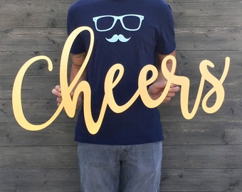 SALE! Cheers Sign, 35in x 17in, Large Bar Sign, Non-Personalized, Large Wood Bar Sign, No Customization