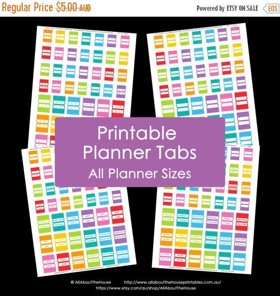 ON SALE Planner Tabs Printable Daily Planner by AllAboutTheHouse