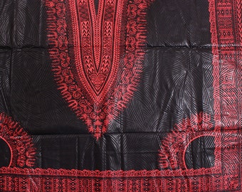 6 Yards Wholesale Black and Red Dashiki African fabric/ Wholesale Dashiki Print Fabric/ African Fabric Shop/ African Fabrics