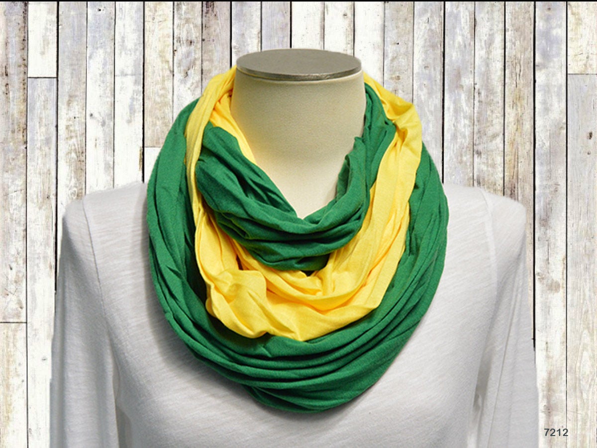 Green Yellow Scarf Infinity Scarf Gameday by CreationsbyTerra