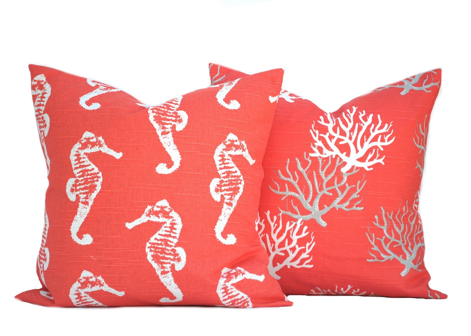 Two coral nautical pillow covers cushion decorative throw
