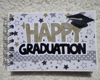 4x6 Chipboard Graduation Mini Scrapbook Album Gold Silver Black