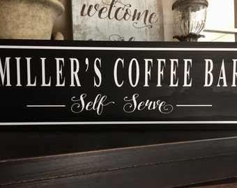 Coffee Bar Sign, Coffee Sign, Personalized Kitchen Sign, Christmas Gifts, Coffee Bar Ideas, Coffee Bar Shelf, Coffee Bar Decor-Gifts for her