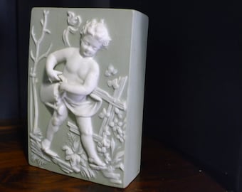 Wedgewood style jasperware wall pocket vase
