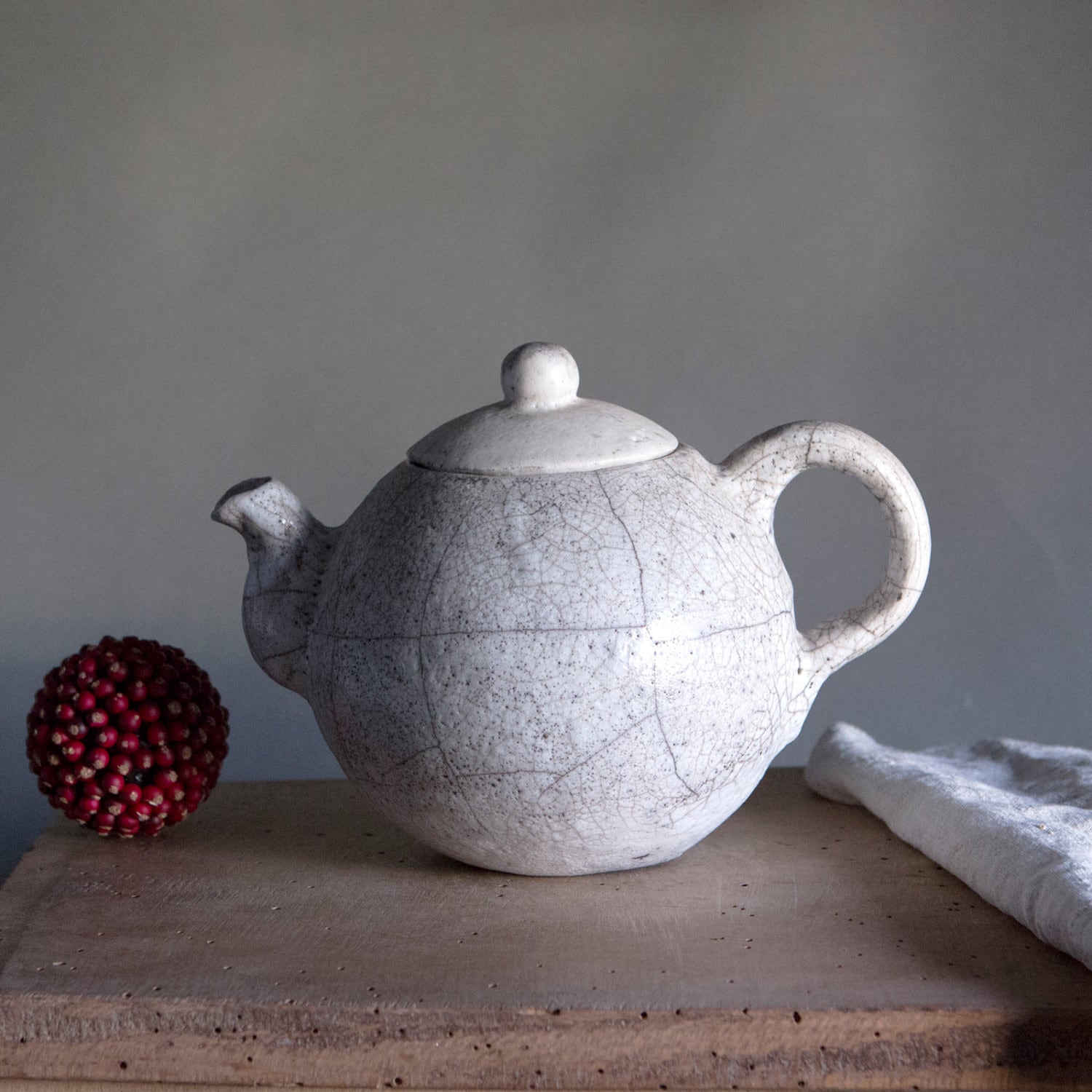 large white teapot handmade raku teapot vintage white