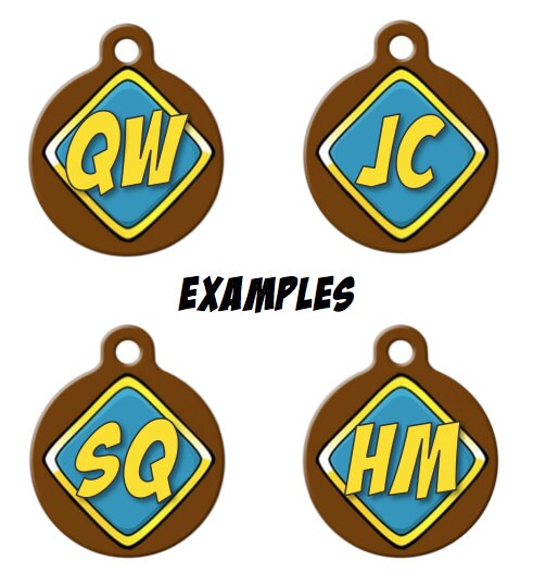 Custom Initial Scooby Doo Tag Print Pet ID Name Tag