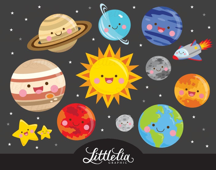 Solar system kawaii clipart space clipart 17007