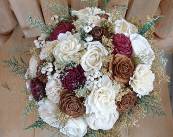 Woodland Bouquet Winter Bouquet Maroon Bouquet Burgundy Bouquet Rustic Bouquet Wedding Bouquet Sola Bouquet Gold Maroon Bouquet Burgundy