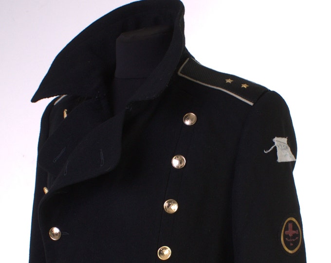 New USSR Russian Navy Uniform Black Overcoat Wool Coat Goth Steampunk 48-3 M