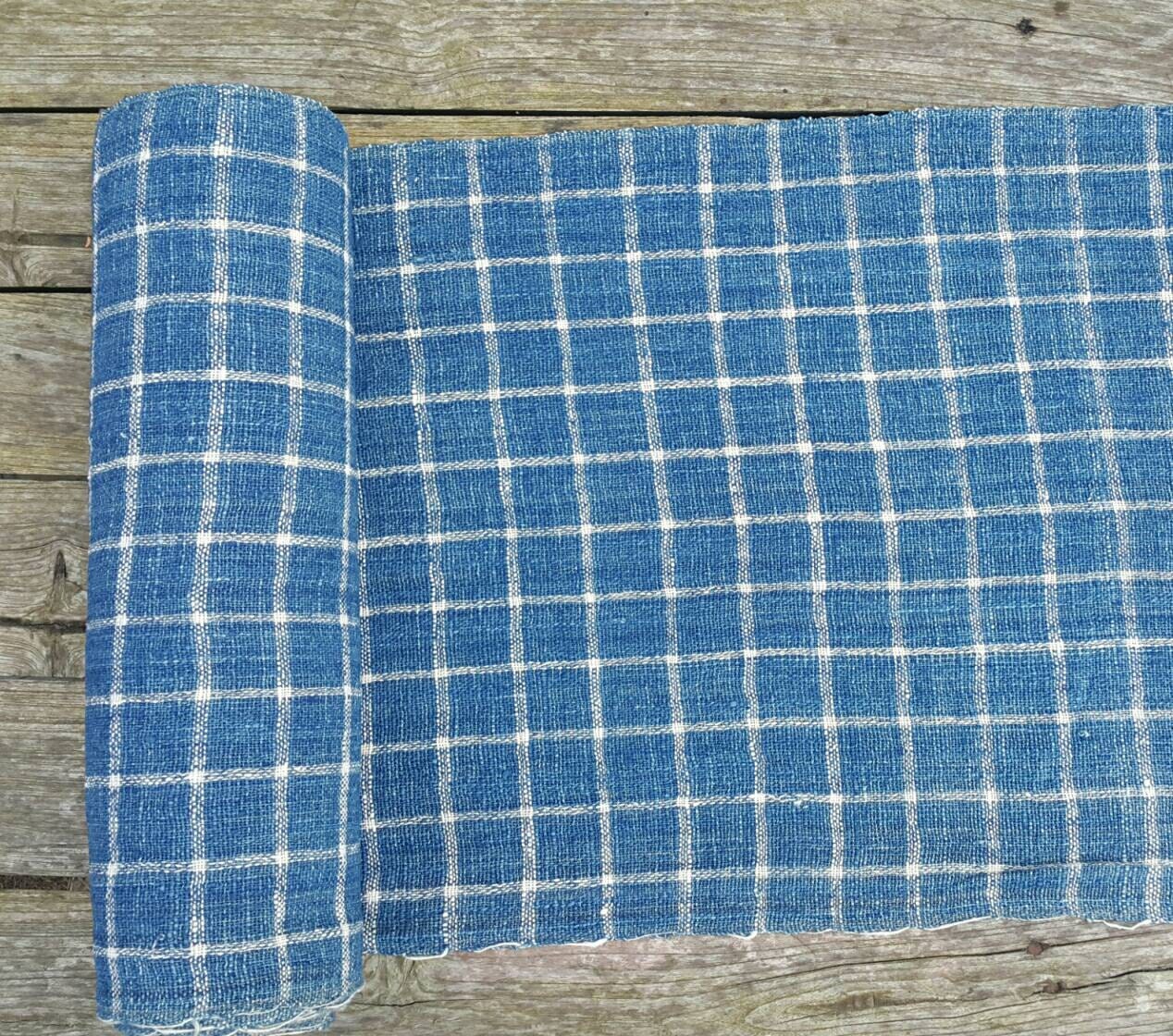 hand woven natural indigo dyed cotton fabric by the meter (HTH21) from