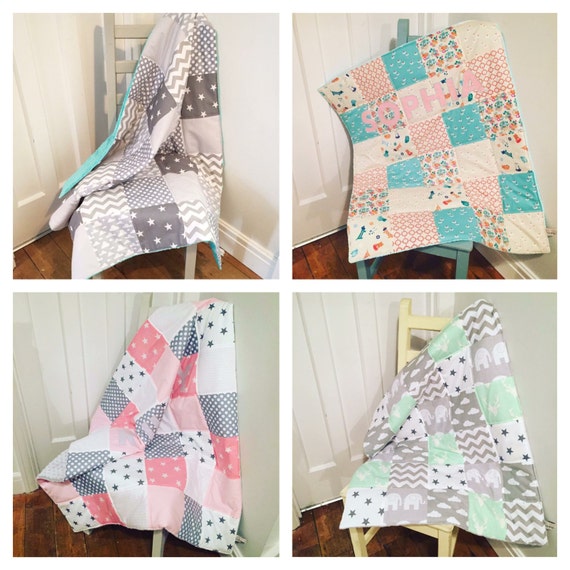 Patchwork Baby Blankets Choice of Fabrics Gift Nursery