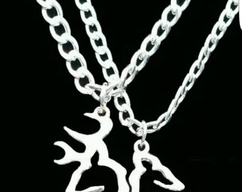 Her Buck His Doe 2 Piece Necklace Set! Gift For Couples, Silver Toned His and Hers Necklaces Buck & Doe Necklace Country Wedding Anniversary
