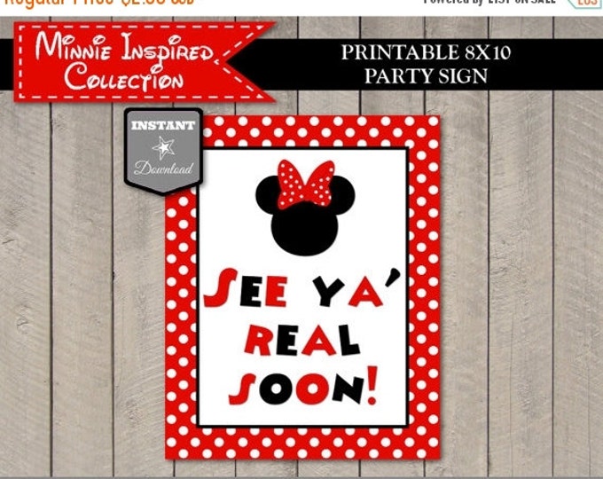 SALE INSTANT DOWNLOAD Red Girl Mouse 8x10 See Ya Real Soon Printable Party Sign / Red Girl Mouse Collection / Item #1915
