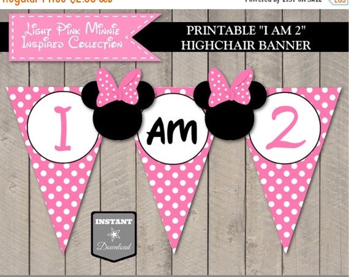 SALE INSTANT DOWNLOAD Light Pink Mouse Printable I am 2 Banner / 2nd Second Two Birthday / Light Pink Mouse Collection / Item #1836