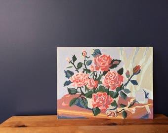 PBN Vintage Paint By Number Flowering Roses Still life