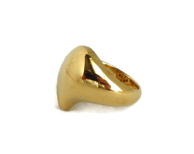 Sterling Silver Heart Ring - Vintage Gold Plated Sterling Love Heart Ring, Perfect Gift, Gift Box, Size 6.5