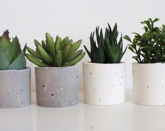 Set of 6 /Concrete Tea Light Candle Air Plant Holder/Concrete Planters/ Succulent Planters/ Home decor/ White Concrete/ Gray Concrete/Gift