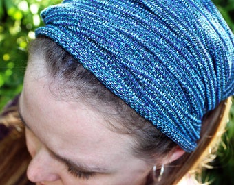 WIDE Boho Knit Headband, Purple Green Blue White Headband, Womens Headband, Yoga Headwrap, Dreadlock Headband, Dread Wrap, Womens Colors