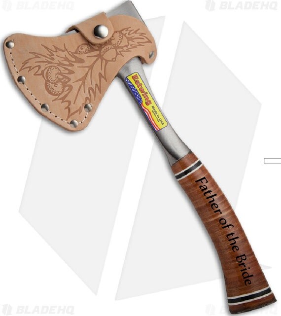 Personalized Engraved Axe with Engraved Leather Grip Handle