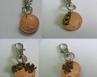 8th anniversary Bronze anniversary 2009 British coin bag charm bronze 8 charm 8th anniversary gift for a man gift for a woman