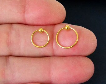 18g Gold Cartilage Hoop Cartilage Piercing Surgical Steel 18G 18 Gauge Captive Bead Ring 8mm 10mm Nose Hoop Upper Lobe Hoop Eyebrow Hoop