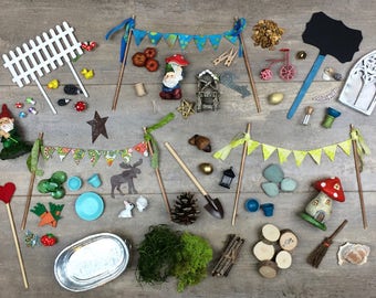 DIY Fairy Garden Accessories Grab Bag, Kids craft, Fairy Garden Kit, Fairy Garden Party Gift, Garden Party Favor.
