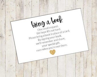 Baby Shower Printable, Baby Shower Bring a Book Card, Bring a Book Instead of a Card, Bring a Book Baby Shower Insert Gold Glitter Sparkles