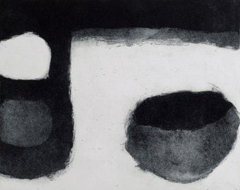 Abstract Etching Print- Fine Art Print - Black & White Print - 'Interior I' - Original Hand Pulled Print - FREE SHIPPING
