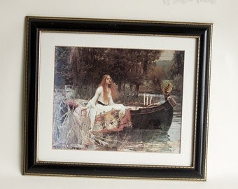 Vintage Retro Pre-Raphaelite THE LADY of SHALOTT 1888 Framed Print by John William Waterhouse