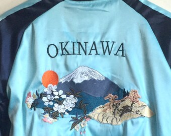 Reversible embroidered okinawa Bomber Jacket sukajan jacket asian Japanese satin tiger patched Jacket varsity track chinese embroidery