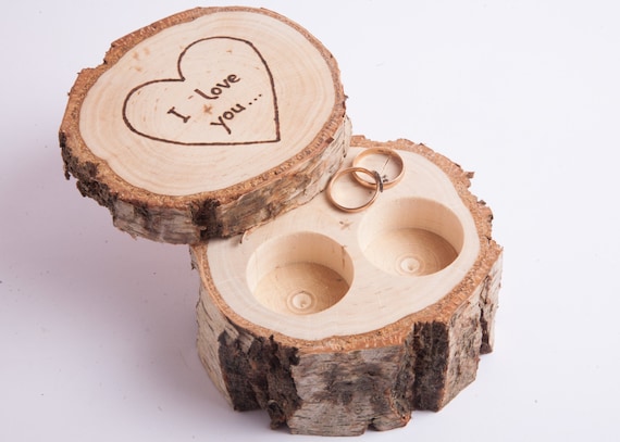 Wooden ring box, ring bearer pillow, birch jewelry box, rustic wedding ring holder, rustic wedding decor, engagement ring box, ring pillow