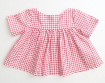Empire blouse in pink gingham