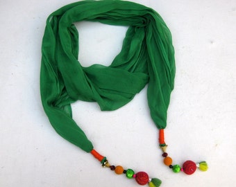 green scarf/ chiffon scarf/ tassel scarf / fashion scarf/ trendy scarf/ gift scarf / gift ideas.