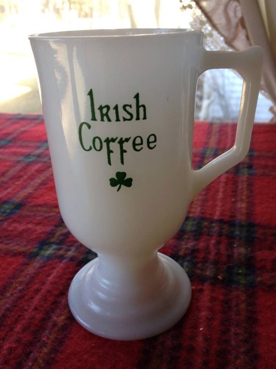Vintage White Milk Glass Irish Coffee Latte Footed Mug