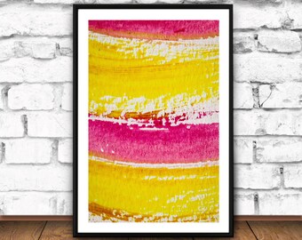 Orange & Pink Abstract Painting Print, Rustic Home Decor, Ink Brush Stroke, Fine Art Home Decor, Printable File, Digital JPG, Decoratif JPG
