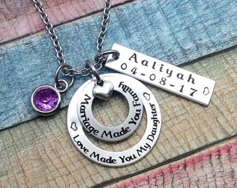 Adoption Gift, Blended Family Gift, Mommy Necklace, Adoption Jewelry, Step Daughter Gift, Adoptive Foster Parent Gift, ENGRAVED