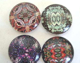 4 Pattern Glass 20mm dome cabochons