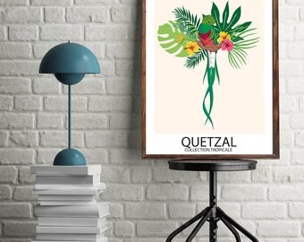 Digital Poster - Tropical Collection - Quetzal Bird - Download and print