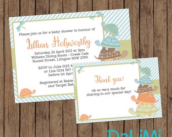Turtle Shower Invitation - Turtle Invitation - Neutral invitation - Unisex Baby Shower Invitation - Personalised Invitation - Digital File!