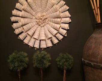 Vintage Hymnal or Bible Page Wreath - 20" Diameter