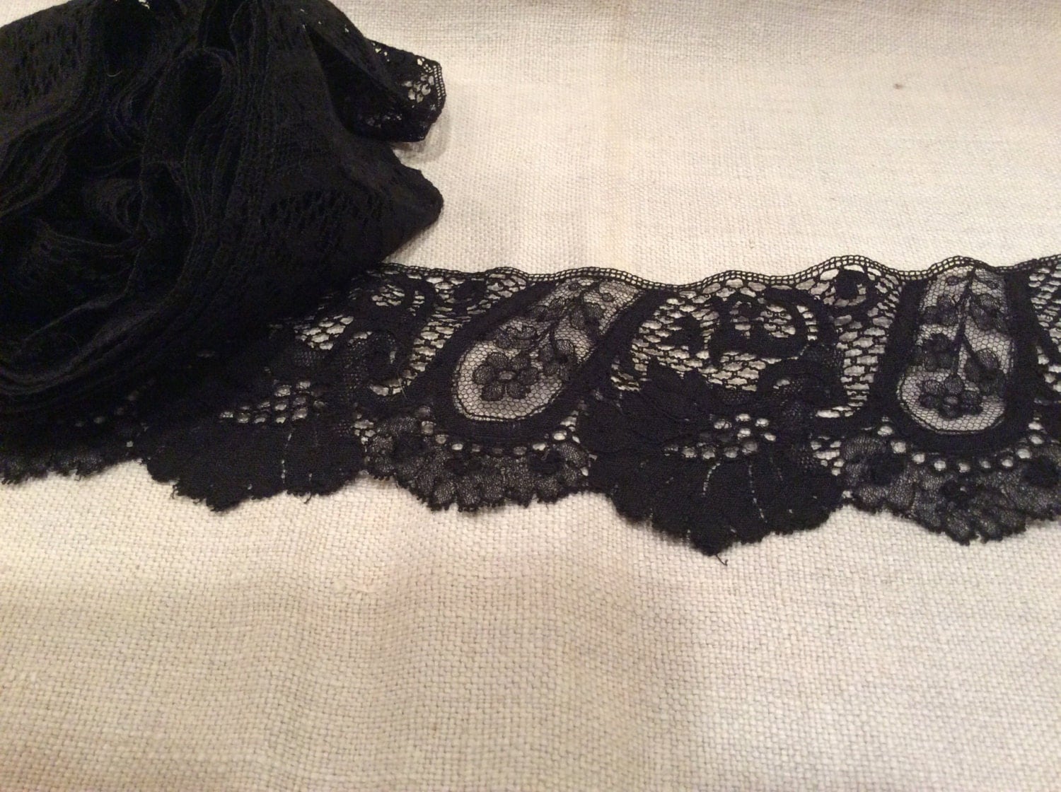 Vintage Black Silk Lace Yardage, Vintage Lace, Vintage Silk, Vintage ...