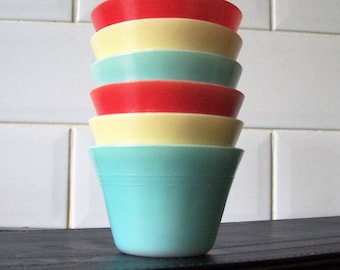 Set of 6 JAJ Pyrex Opal Baking Custard cups / Ramekins