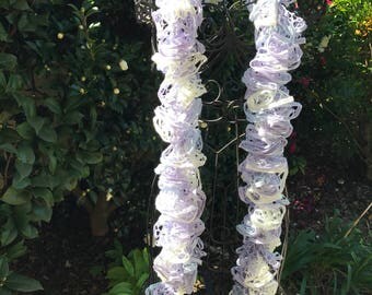 Purple and White Ruffle Scarf