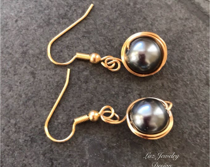 Black Pearl Earrings - Dangle Earrings - Pearl Earrings - Pearl Jewelry - Drop Pearl Earrings - Black Pearl Drops - Black Jewellery