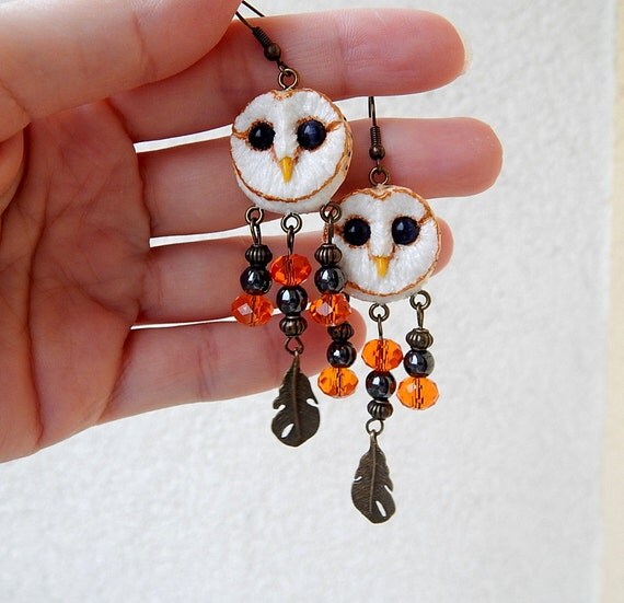 Barn owl earrings jewelry women's jewelry animal