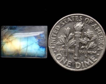 50% OFF - Very RARE Rainbow Moonstone Cabochon Gemstone 6.05 Carat Size 14x10x4.5 mm (RN-32)