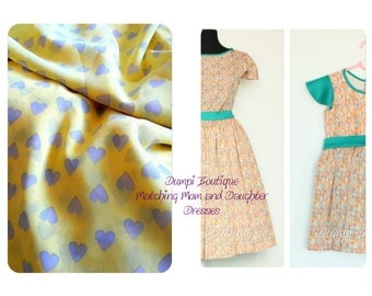 Matching Mother and Daughter Yellow Hearts Dresses/Matching Outfits/Mommy and baby dresses/Mother daughter matching dress/Easter Matching