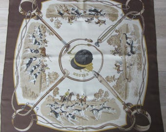 Authentic Hermès Paris scarf, Vintage Hermès Meutes scarf, Genuine silk scarf, French Hermès scarf
