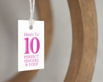 10 Perfect Fingers & Toes baby shower favor tags, thank you tags, baby favor tags, personalized tag, baby shower gift tag, baby shower decor
